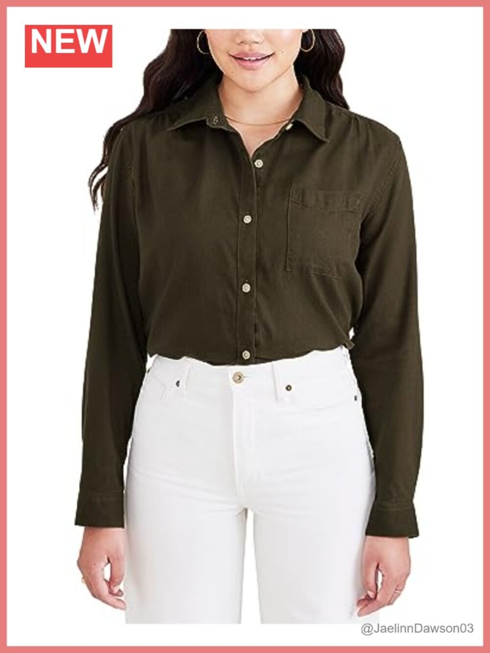 Dockers Women's Long Sleeve Collared Button-Down Shirt Regular Fit